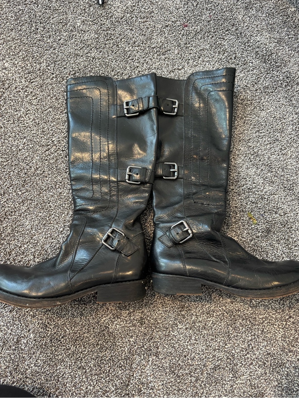 Juicy Couture Black Leather Buckle Riding Boots